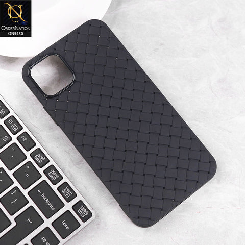 iPhone 11 Pro Max Cover - Black - New Woven Design Leather Feel Soft TPU Case