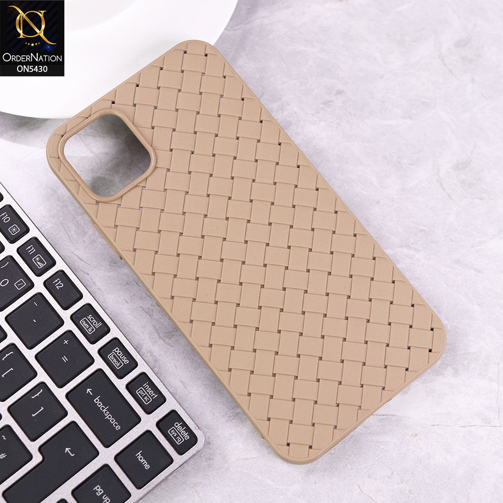 iPhone 11 Pro Max Cover - Light Brown - New Woven Design Leather Feel Soft TPU Case