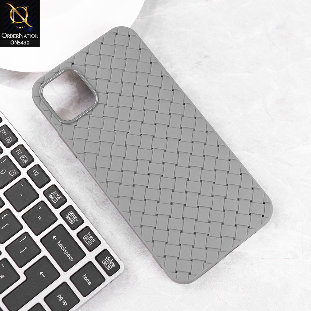 iPhone 11 Pro Max Cover - Gray - New Woven Design Leather Feel Soft TPU Case