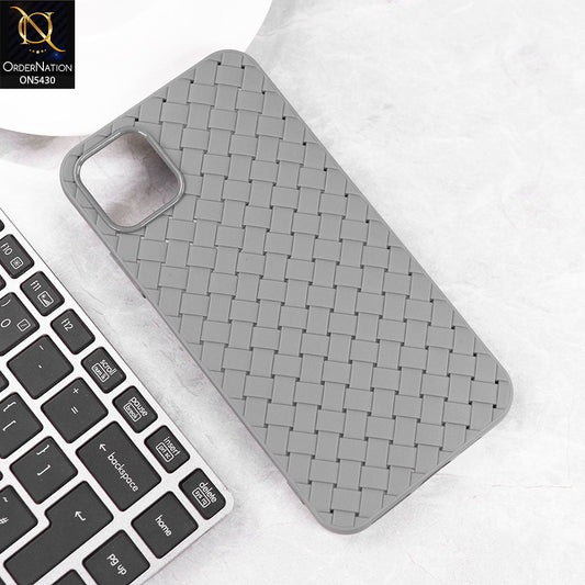 iPhone 11 Pro Max Cover - Gray - New Woven Design Leather Feel Soft TPU Case