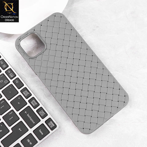 iPhone 11 Pro Max Cover - Gray - New Woven Design Leather Feel Soft TPU Case