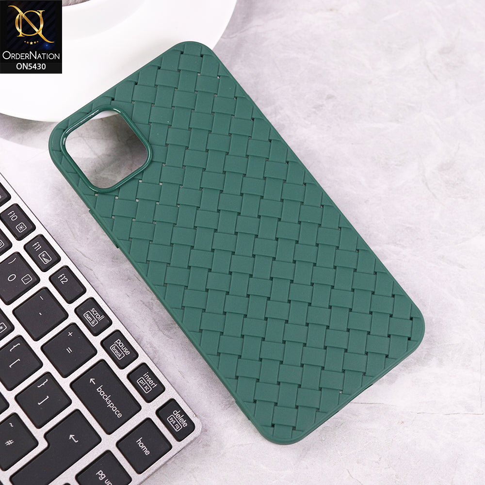 iPhone 11 Pro Max Cover - Green - New Woven Design Leather Feel Soft TPU Case