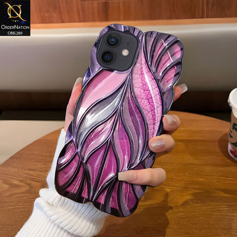 iPhone 12 Cover - Purple - Luxury 3D Colorful Maple Leaf Electroplatiang Wavy Soft Border Case