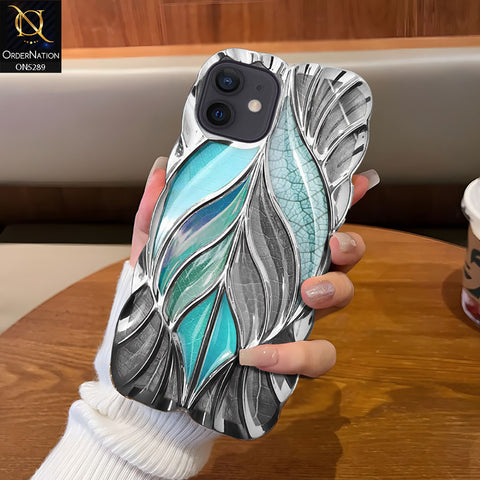iPhone 11 Cover - Sea Green - Luxury 3D Colorful Maple Leaf Electroplatiang Wavy Soft Border Case