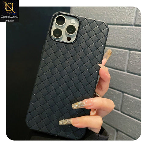 iPhone 12 Pro Cover - Black - New Woven Design Leather Feel Soft TPU Case