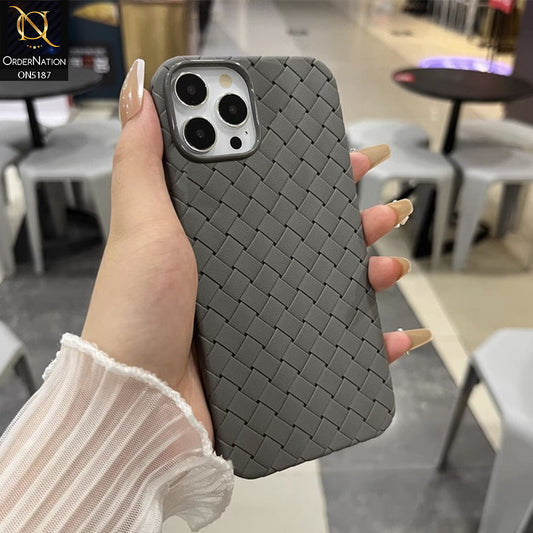 iPhone 12 Pro Cover - Gray - New Woven Design Leather Feel Soft TPU Case