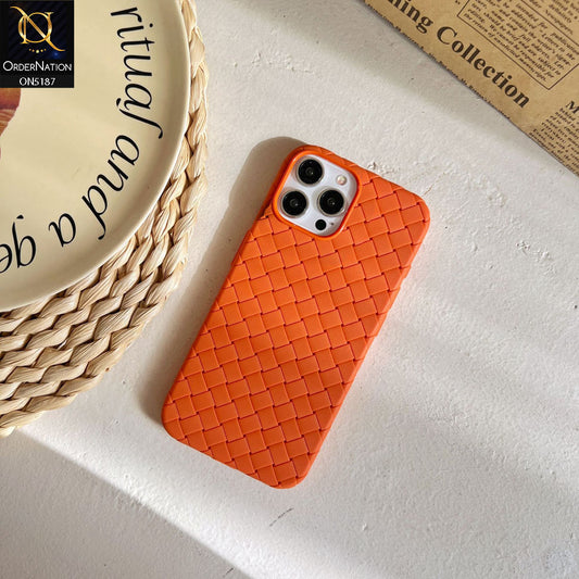 iPhone 12 Pro Cover - Orange - New Woven Design Leather Feel Soft TPU Case