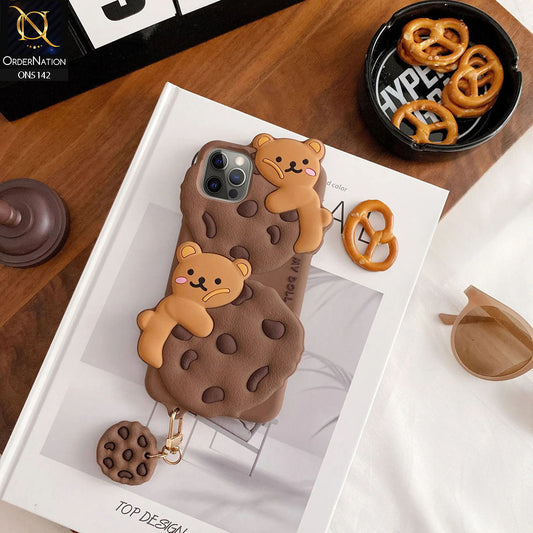 iPhone 12 Pro Cover - Brown - 3D Cartoon Kawaii Cookie Soft Silicon Case