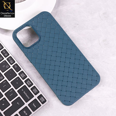 iPhone 12 Pro Max Cover - Blue - New Woven Design Leather Feel Soft TPU Case