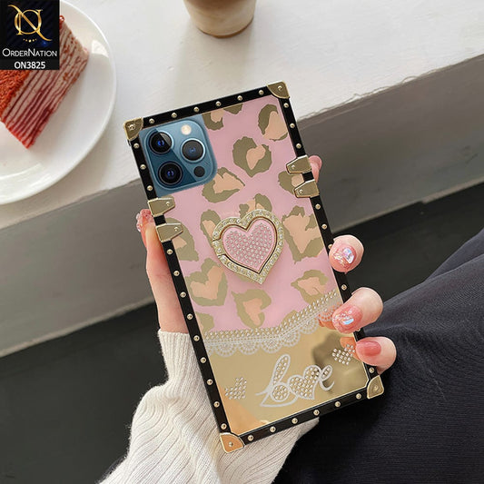 iPhone 12 Pro Max Cover - Design 1 - Heart Bling Diamond Glitter Soft TPU Trunk Case With Ring Holder