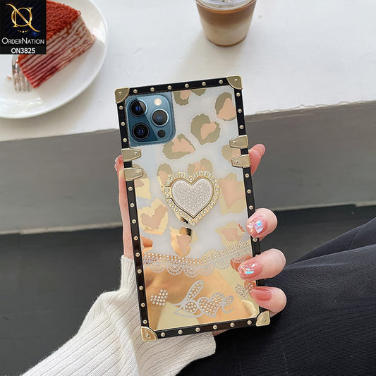 iPhone 13 Pro Max Cover - Design 2 - Heart Bling Diamond Glitter Soft TPU Trunk Case With Ring Holder