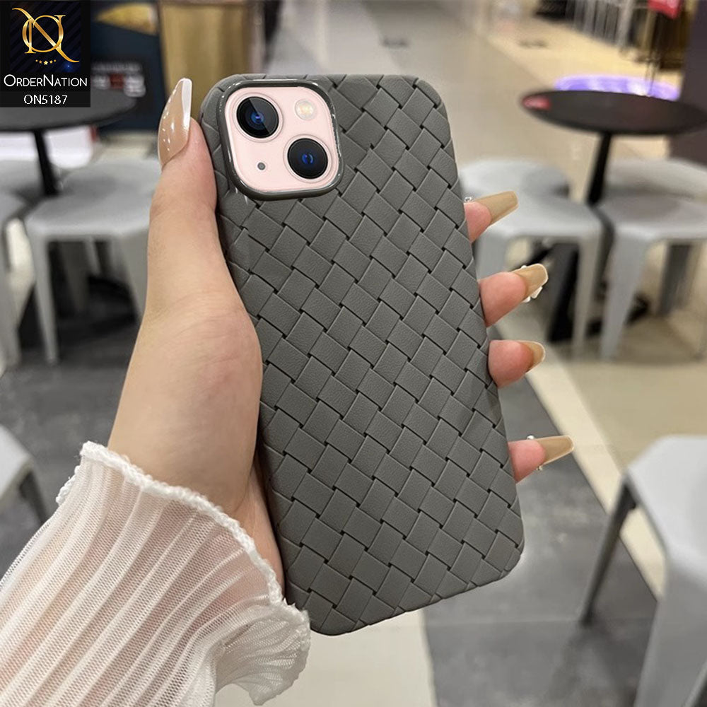iPhone 14 Cover - Gray - New Woven Design Leather Feel Soft TPU Case