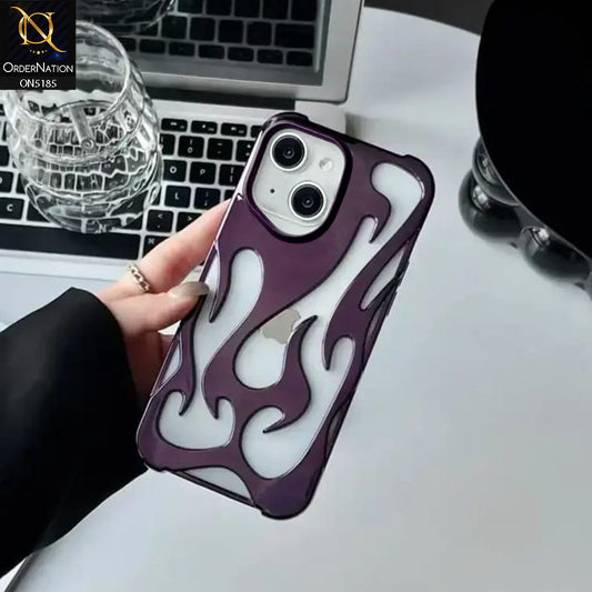 iPhone 15 Cover - Purple - New Shiny Electroplating Flame Series Soft Case