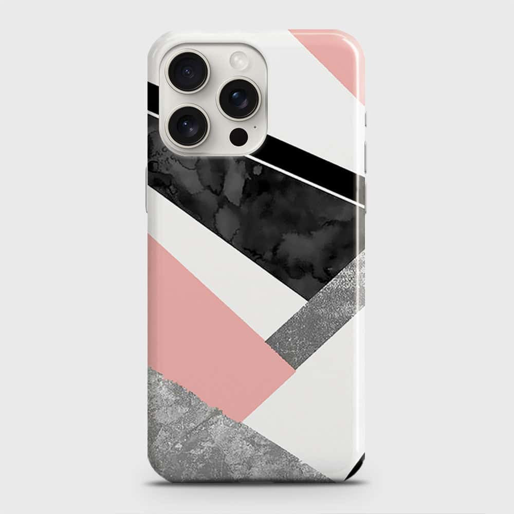 iPhone 15 Pro Max Cover - Geometric Luxe Marble Trendy Printed Hard Case with Life Time Colors Guarantee (Fast Delivery)