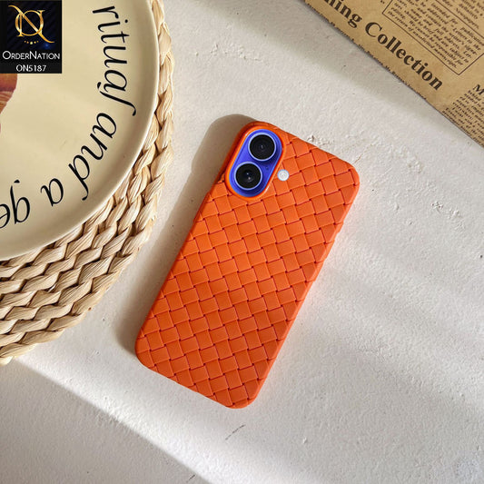 iPhone 16 Cover - Orange - New Woven Design Leather Feel Soft TPU Case