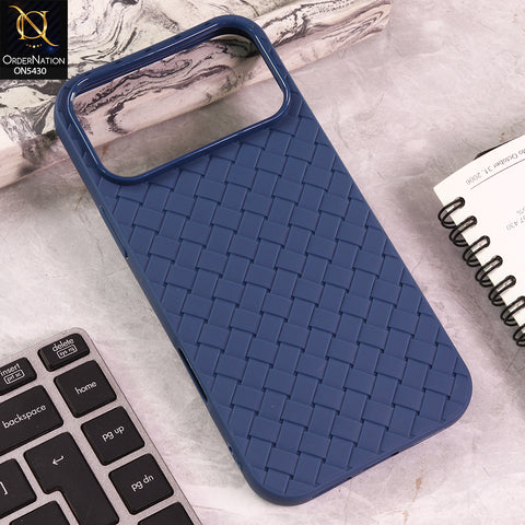 iPhone 17 Pro Max Cover - Blue - New Woven Design Leather Feel Soft TPU Case
