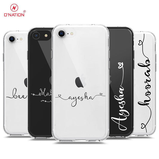 iPhone SE 2022 Cover - Personalised Name Series - 8 Designs - Clear Phone Case - Soft Silicon Borders