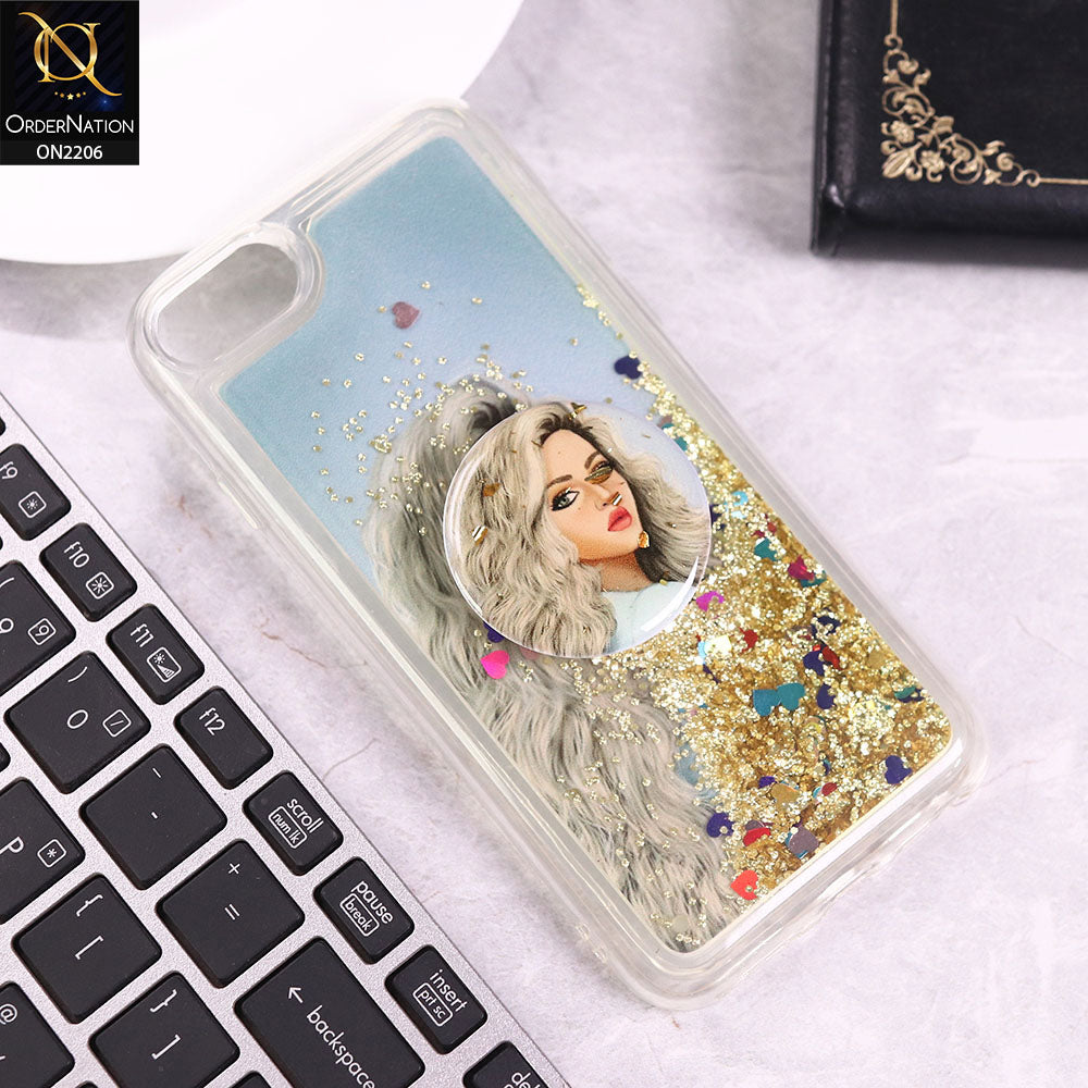 iPhone 6S / 6 Cover - Design 7 - New Elegant Liquid Glitter Soft Borders Case With  Holder