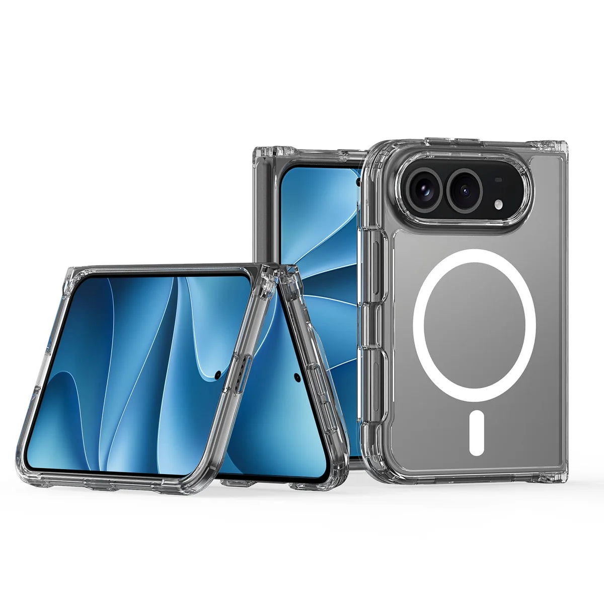 iPhone 18 Fold Cover - Transparent - ONation Crystal Series - Premium Quality Clear Case No Yellowing Back With Smart Shockproof Cushions