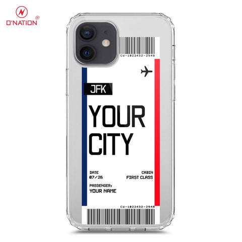 iPhone 12 Pro Cover - Personalised Boarding Pass Ticket Series - 5 Designs - Clear Phone Case - Soft Silicon Borders
