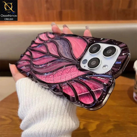 iPhone 14 Pro Max Cover - Purple - Luxury 3D Colorful Maple Leaf Electroplatiang Wavy Soft Border Case