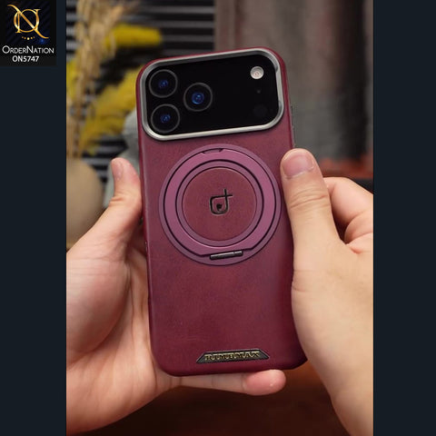 iPhone 17 Pro Max Cover - Red - New Premium RIMBMAX High Quality Leather Textured  Case With KickStand Soft Case