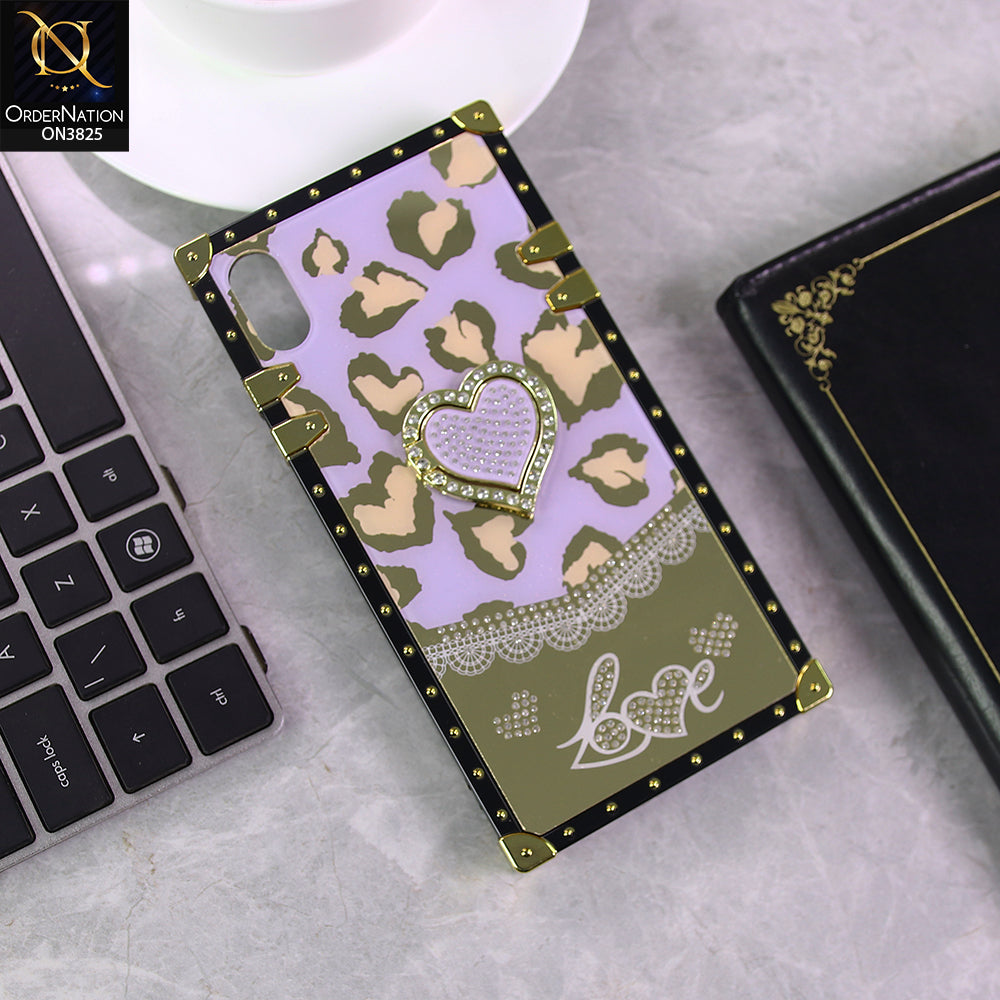 iPhone XS Max Cover - Design3 - Heart Bling Diamond Glitter Soft TPU Trunk Case With Ring Holder