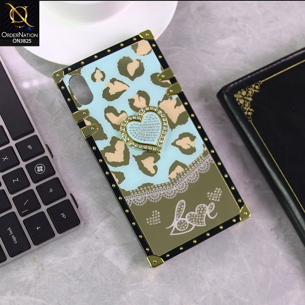 iPhone XS Max Cover - Design6 - Heart Bling Diamond Glitter Soft TPU Trunk Case With Ring Holder