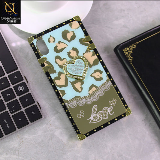 iPhone XS Max Cover - Design6 - Heart Bling Diamond Glitter Soft TPU Trunk Case With Ring Holder