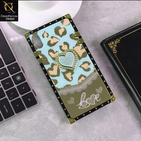 iPhone XS Max Cover - Design6 - Heart Bling Diamond Glitter Soft TPU Trunk Case With Ring Holder