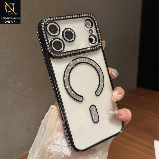 iPhone 17 Pro Max Cover - Black - New Diamond Blingy Magsafe Clear Case