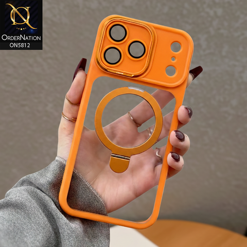 IPhone 17 Pro Max Cover - Orange - Camera Finger Ring Kickstand Cover Magnetic Clear Case,Protective Back Cover