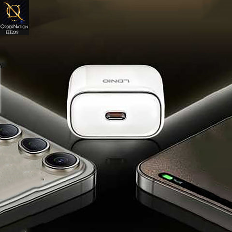 LDNIO Q1415 45W PD Super Fast Charger.Type-c To Type-c Cable-EU Plug - White