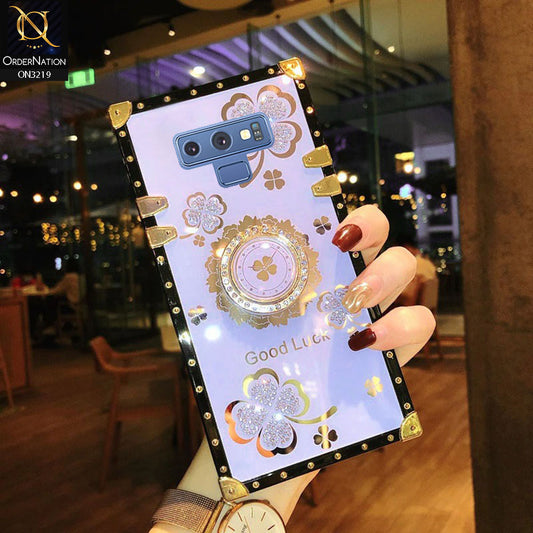 Samsung Galaxy Note 9 Cover - Light Purple -  Square Bling Diamond Glitter Soft TPU Trunk Case with Ring Holder