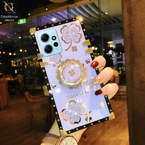 Xiaomi Redmi Note 12 4G Cover - Light Purple - Square Bling Diamond Glitter Soft TPU Trunk Case with Ring Holder