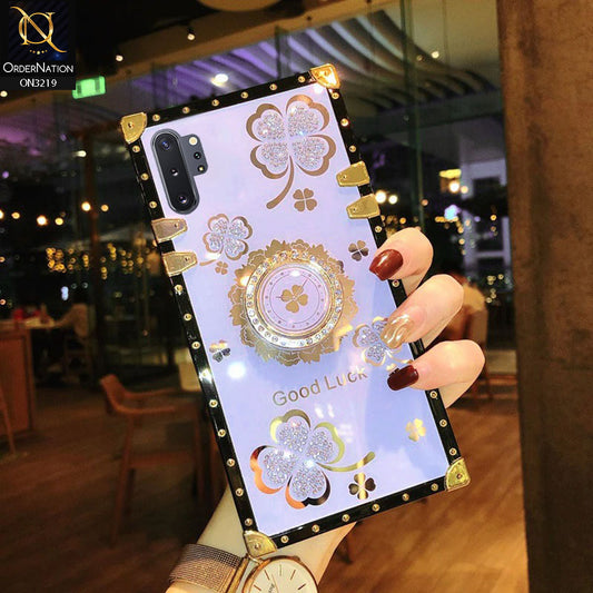 Samsung Galaxy Note 10 Plus Cover - Light Purple -  Square Bling Diamond Glitter Soft TPU Trunk Case with Ring Holder
