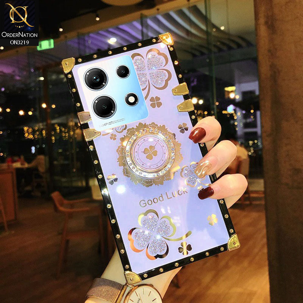 Infinix Note 30 Cover - Light Purple - Square Bling Diamond Glitter Soft TPU Trunk Case with Ring Holder