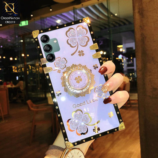 Samsung Galaxy A04s Cover - Light Purple -  Square Bling Diamond Glitter Soft TPU Trunk Case with Ring Holder