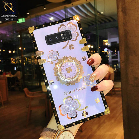Samsung Galaxy Note 8 Cover - Light Purple -  Square Bling Diamond Glitter Soft TPU Trunk Case with Ring Holder