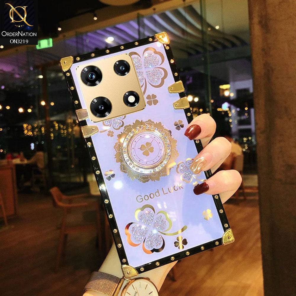 Infinix Note 30 Pro Cover - Light Purple - Square Bling Diamond Glitter Soft TPU Trunk Case with Ring Holder