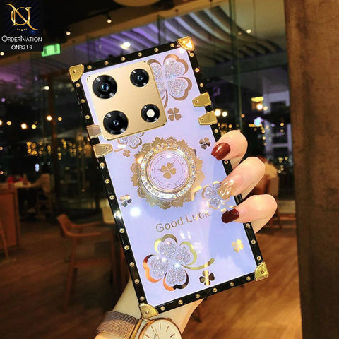 Infinix Note 30 Pro Cover - Light Purple - Square Bling Diamond Glitter Soft TPU Trunk Case with Ring Holder