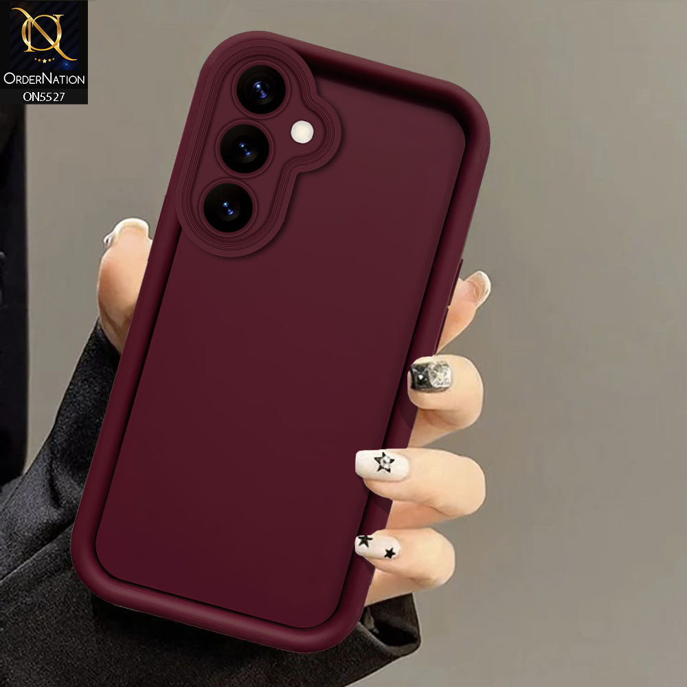 Samsung Galaxy S25 Plus Cover - Maroon - Soft Silicone Case With Round Bumper Matte TPU Shockproof Cover
