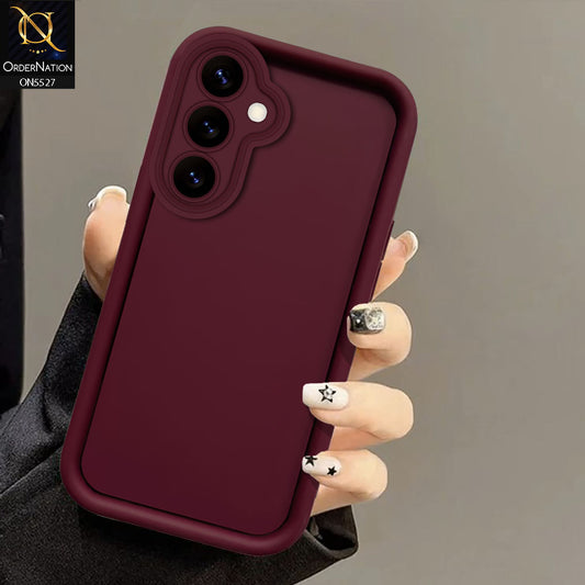 Samsung Galaxy S25 Plus Cover - Maroon - Soft Silicone Case With Round Bumper Matte TPU Shockproof Cover