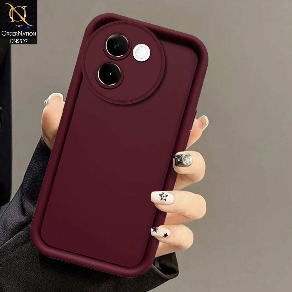 Vivo V30e Cover - Maroon - Soft Silicone Case With Round Bumper Matte TPU Shockproof Cover