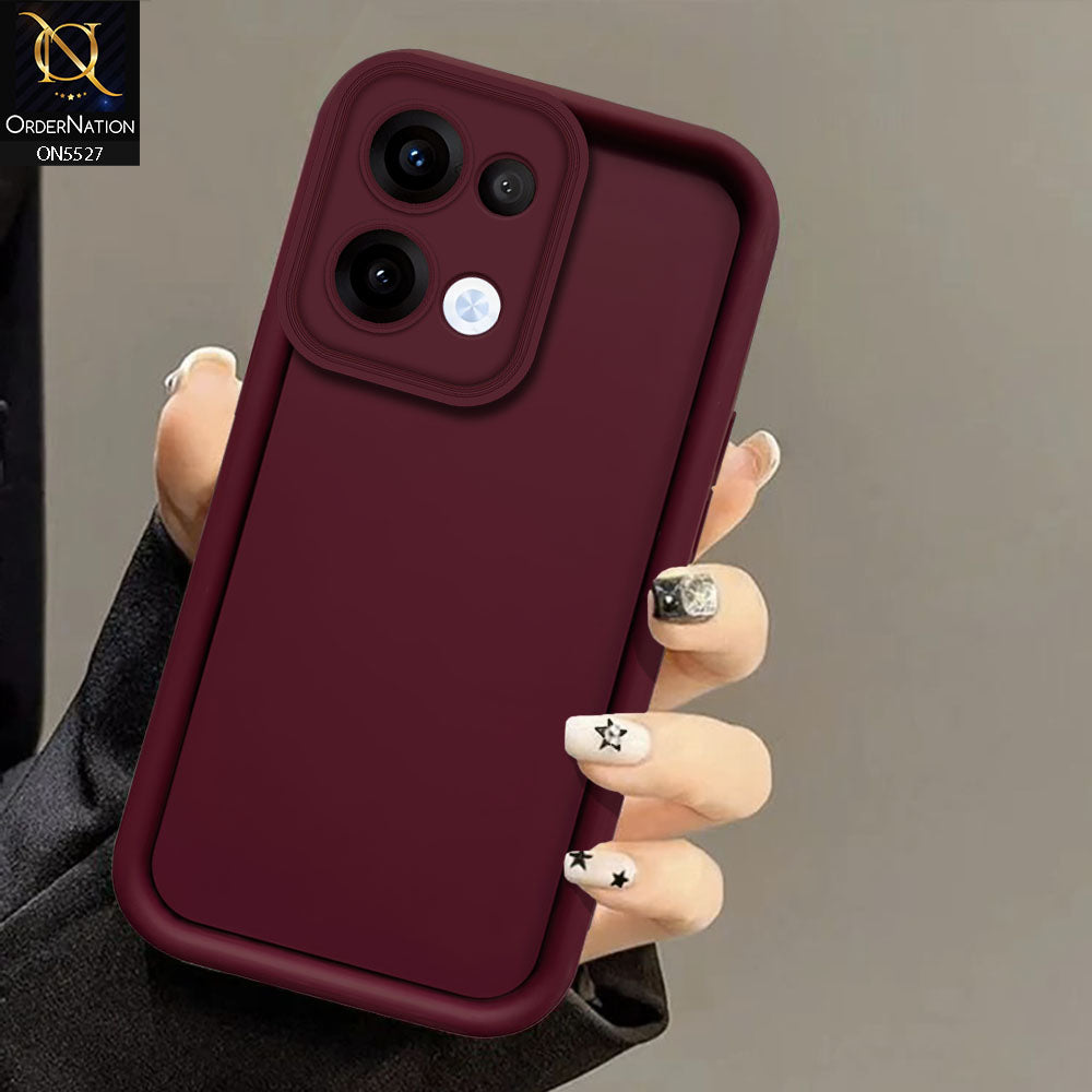 Oppo Reno 13 Cover - Maroon - Soft Silicone Case With Round Bumper Matte TPU Shockproof Cover