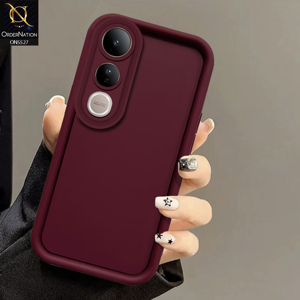 Vivo V50 Lite Cover - Maroon - Soft Silicone Case With Round Bumper Matte TPU Shockproof Cover