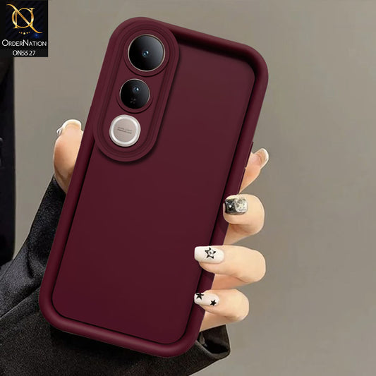 Vivo V50 Lite Cover - Maroon - Soft Silicone Case With Round Bumper Matte TPU Shockproof Cover