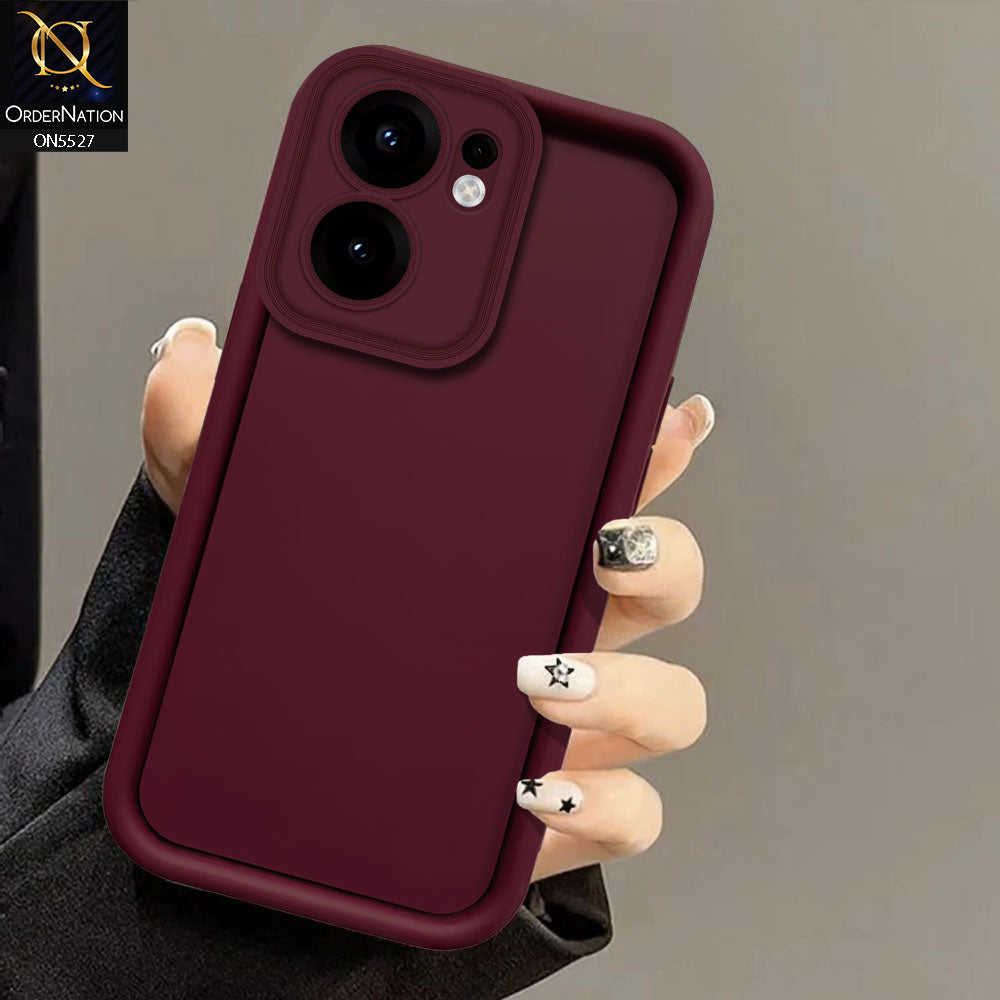 Oppo Reno 13F 4G Cover - Maroon - Soft Silicone Case With Round Bumper Matte TPU Shockproof Cover