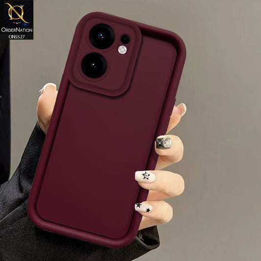 Oppo Reno 13F 4G Cover - Maroon - Soft Silicone Case With Round Bumper Matte TPU Shockproof Cover