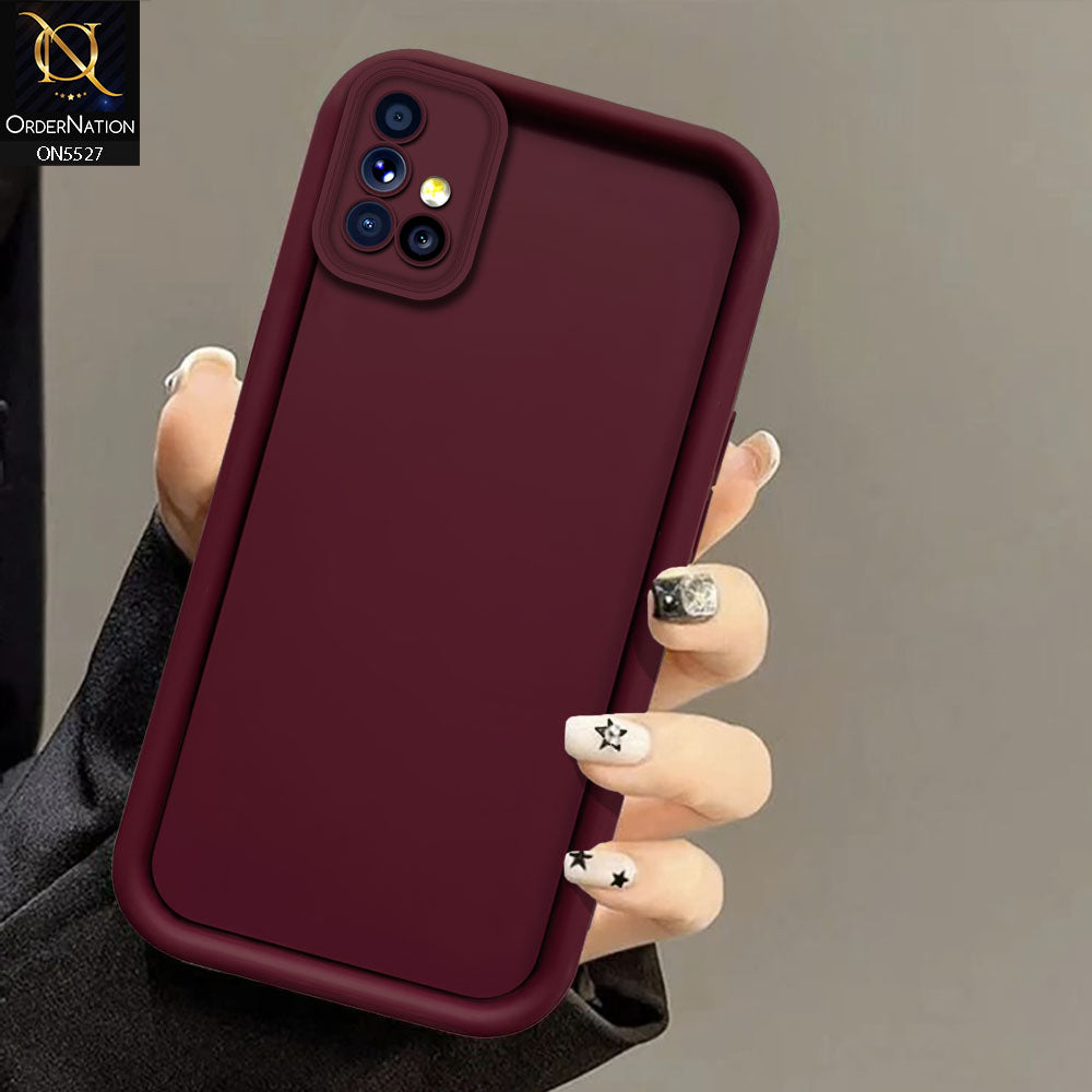 Samsung Galaxy A51 Cover - Maroon - Soft Silicone Case With Round Bumper Matte TPU Shockproof Cover